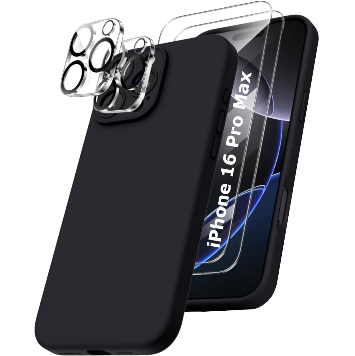 coque-silicone-noir-pack-glass-x2-pour-iphone-16-pro-max-little-boutik