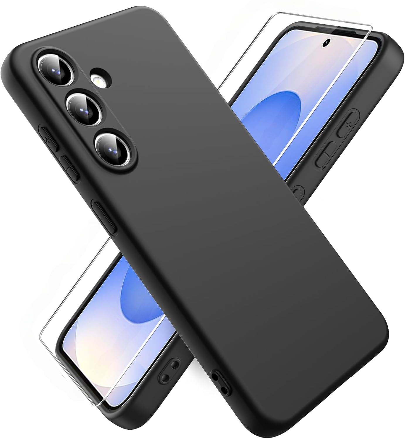 coque-silicone-noir-verre-trempe-samsung-galaxy-s25-little-boutik