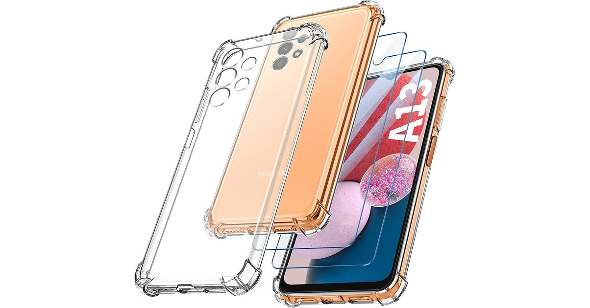 Coque Silicone Transparente Renforcée Aux Coins Pour IPhone 13 + 2 Verres Trempés - Neuf