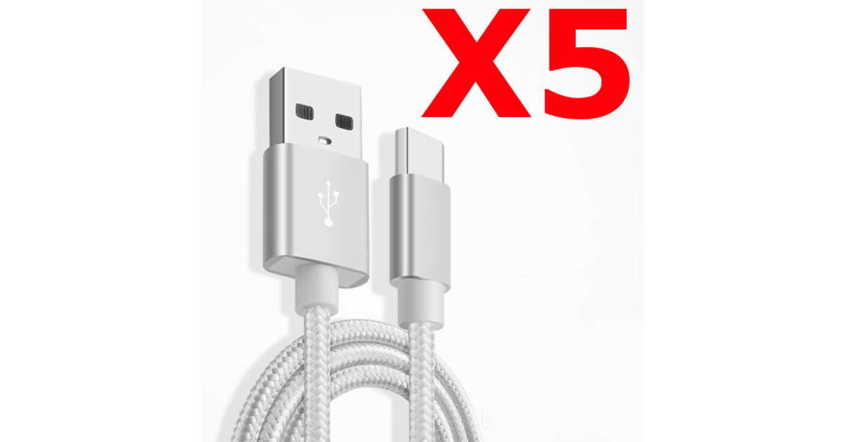 Câble USB/Type C Renforcé Métal Et Nylon – 1,5 M – Rose – Neuf