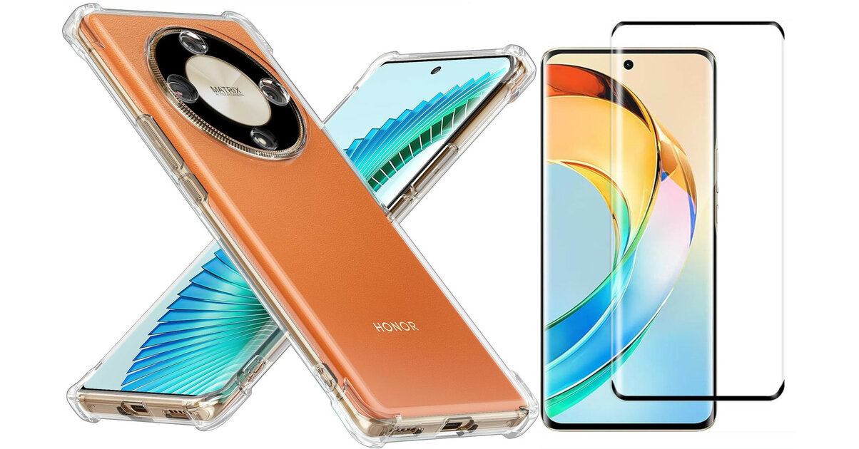 Pack Accessoires Honor Magic 5 Lite : Coque Silicone Transparente Renforcée + Verre Trempé