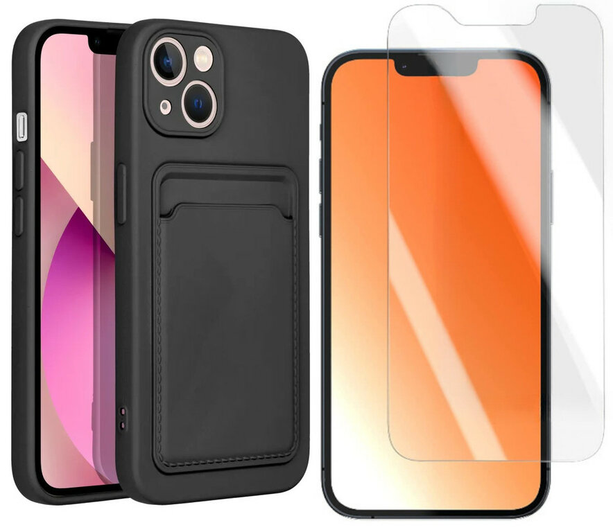 Coque Silicone TPU Noire + Verre Trempé Pour IPhone 13 - Marque Little Boutik - Pack Complet Neuf