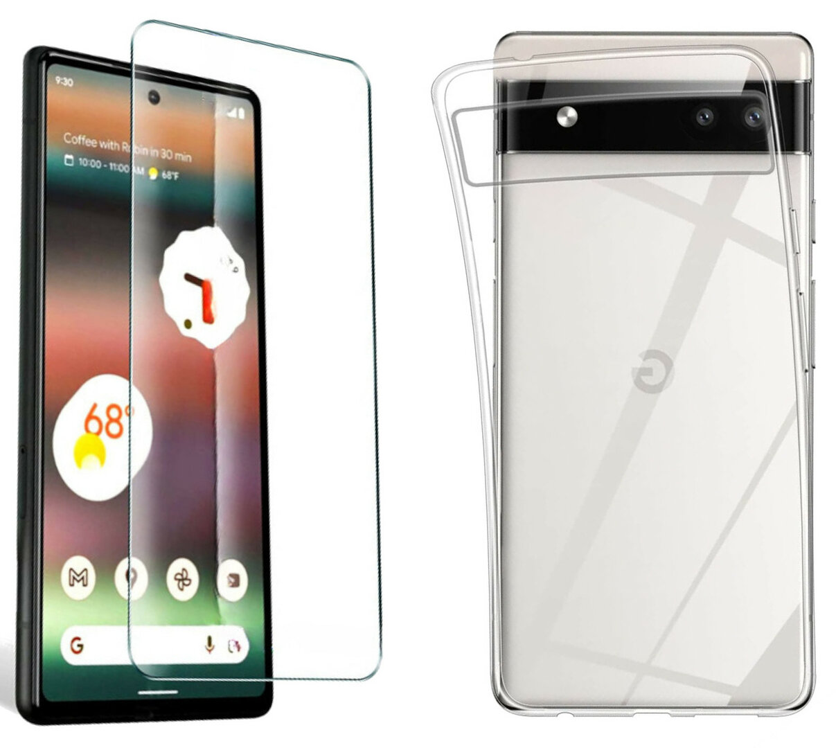 Pack Protection Google Pixel 6a – Coque Silicone Transparente + Verre Trempé, Little Boutik, Neuf