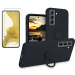 por-samsung-s22-coque-noir-silicone-anneau-protection-ecran