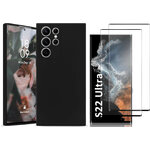 coque-noir-silicone-verre-trempe-x2-samsung-galaxy-s22-ultra-little-boutik