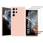 coque-rose-silicone-verre-trempe-x2-samsung-galaxy-s22-ultra-little-boutik