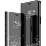 pour-samsung-s22-coque-rabat-mirroir-noir
