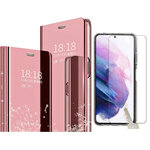 pour-samsung-s22-plus-5g-coque-rabat-mirroir-rose-protection-ecran