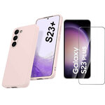 coque-pour-samsung-s23-plus-silicone-rose-verre-trempe