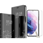 pour-samsung-s22-coque-rabat-mirroir-noir-protection-ecran
