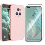 coque-rose-silicone-verre-trempe-honor-magic-5-pro-little-boutik