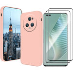 coque-rose-silicone-verre-trempe-x2-honor-magic-5-pro-little-boutik