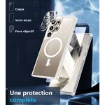 Coque transparente, verre écran et verre objectif pour Galaxy S25 Ultra