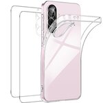 Coque silicone transparente, 2 verres trempés et 2 protections d'objectif pour Samsung Galaxy A56