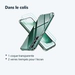 Contenu du colis – Coque Silicone Transparente Angles Renforces + 2 Verres Trempes Pour Samsung Galaxy S22 5G
