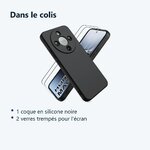 Contenu du colis – Coque Pour Honor Magic 8 Lite Silicone Noir + 2 Verres Trempes