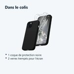 Contenu du colis – Coque Noir pour iPhone 13 (6,1 pouces) et 2 Verres Trempé Film Protection Ecran