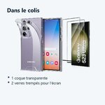 Contenu du colis – Coque Silicone Transparente + 2 Verres Trempes Pour Samsung Galaxy S23 Ultra 5G