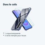 Contenu du colis – Coque Pour Samsung Galaxy A57 5G Silicone Transparente Angles Renforces + 2 Verres Trempes