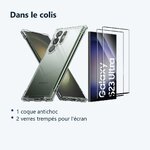 Contenu du colis – Coque antichoc pour Samsung Galaxy S23 Ultra (6,8 pouces) et 2 Verres Trempé Film Protection Ecran
