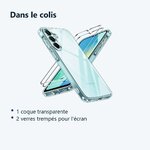 Contenu du colis – Coque Pour Samsung Galaxy A16 Silicone Transparente Angles Renforces + 2 Verres Trempes