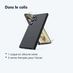 Contenu du colis – Coque Pour Samsung Galaxy S24 Ultra Silicone Noir + 2 Verres Trempes