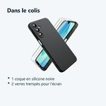 Contenu du colis – Coque Pour Samsung Galaxy A16 Silicone Noir + 2 Verres Trempes