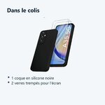 Contenu du colis – Coque Pour Samsung Galaxy A35 5G Silicone Noir + 2 Verres Trempes