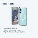 Contenu du colis – Coque Silicone Transparente Compatible Magsafe + Verre Trempes et Protection Camera Arriere Pour Samsung G