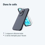 Contenu du colis – Coque Silicone Noir + 2 Verres Trempes Pour Honor 200 Lite