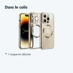 Contenu du colis – Coque Silicone Pour iPhone 14 Pro Max Couleur Or Compatible Magsafe