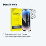 Contenu du colis – Verres Trempes et Protections Camera Arriere X2 Pour iPhone 14 Pro Max