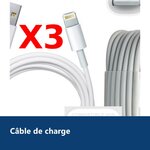 Vue de détail – X3 Cable Usb pour Iphone 6 /6S / 6Plus / 6SPlus PACK X3