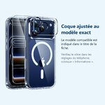 Accessoire ajusté au modèle exact – Coque Silicone Transparente Compatible Magsafe + Verre Trempe et Protection Camera Arrier