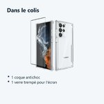 Contenu du colis – Coque antichoc pour Samsung Galaxy S22 Ultra (6,8 pouces) et Verre Trempé Film Protection Ecran