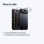 Contenu du colis – Verres Trempes et Protections Camera Arriere Transparent X2 Pour iPhone 17 Air
