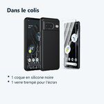 Contenu du colis – Coque Silicone Noir + Verre Trempe Pour Google Pixel 8