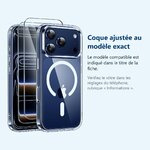 Accessoire ajusté au modèle exact – Coque Silicone Transparente Compatible Magsafe + 2 Verres Trempes Pour iPhone 17 Pro Max