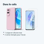 Contenu du colis – Coque Silicone Rose + 2 Verres Trempes Pour Honor 90 Lite
