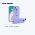 Contenu du colis – Coque Silicone Pour iPhone 14 Plus Couleur Violet Avec Anneau Support