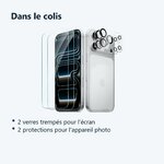 Contenu du colis – Verres Trempes et Protections Camera Arriere Transparent X2 Pour iPhone 17 Pro Max