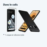 Contenu du colis – Coque Silicone Noire + Vitre Protection Ecran Pour Google Pixel 7 Pro 5G
