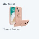 Contenu du colis – Coque Silicone Pour iPhone 14 Plus Couleur Rose Avec Anneau Support