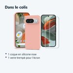Contenu du colis – Coque Silicone Rose + Verre Trempe Pour Google Pixel 9 / 9 Pro