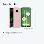 Contenu du colis – Coque Silicone Rose + 2 Vitres Protection Ecran Pour Google Pixel 7 5G