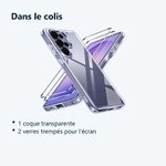 Contenu du colis – Coque Pour Samsung Galaxy S26 Ultra Silicone Transparente Angles Renforces + 2 Verres Trempes
