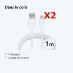 Contenu du colis – X2 Cable USB- Type C Chargeur Noir pour Samsung Galaxy Note 8 / S8 / S8 PLUS / A32017 / A52017 PACK X2 Bla
