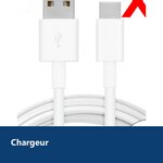 Vue de détail – X2 Cable USB- Type C Chargeur Noir pour Samsung Galaxy Note 8 / S8 / S8 PLUS / A32017 / A52017 PACK X2 Blanc