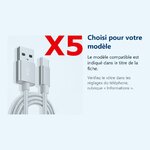 Accessoire ajusté au modèle exact – X5 Câble Metal Nylon Renforcé Chargeur USB/Type C Longueur 2m Couleur Argent Compatible S