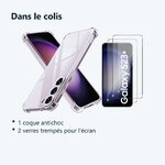 Contenu du colis – Coque antichoc pour Samsung Galaxy S23 Plus (6,6 pouces) et 2 Verres Trempé Film Protection Ecran